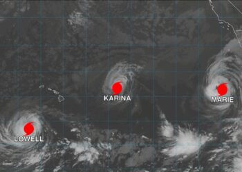 Alertan por la presencia de tres huracanes simultáneos en el Pacífico; uno ocasionará lluvias en Hawaii