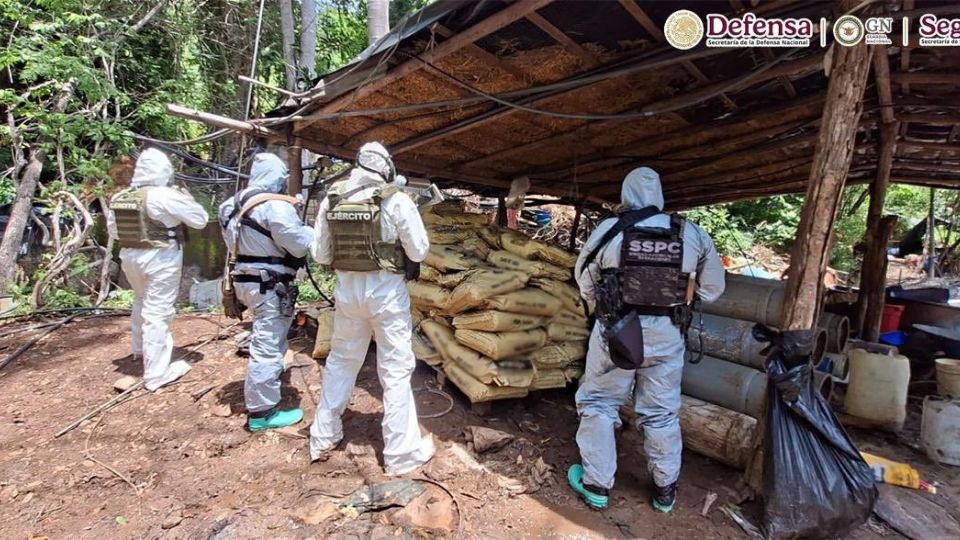 Desmantelan cuatro laboratorios clandestinos con 10 toneladas de precursores y sustancias química en los límites de Michoacán y Guerrero