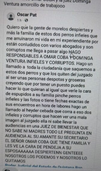 Acusan en redes a jueza quintanarroense de tratos con litigantes, recepción de regalos y posibles beneficios laborales a empleados