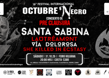 Este fin de semana SANTA SABINA encabezará la preclausura del Festival Internacional Octubre Negro 2026 en el Foro Hilvana